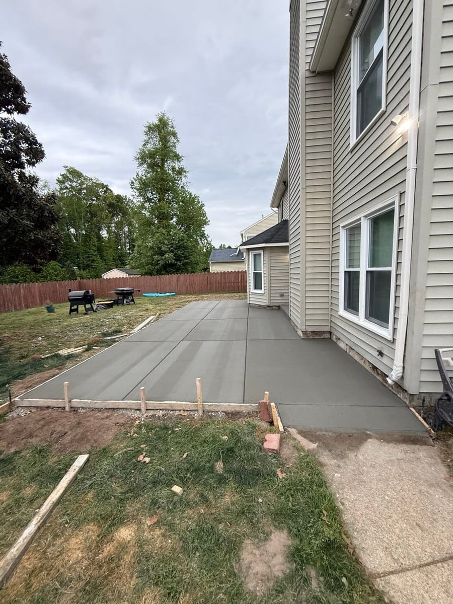 Backyard concrete patio pour with forms set — Hampton Roads, VA